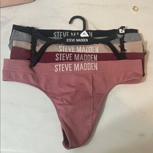 Steve Madden Women's Thong Panties in Pink, Gray, and Black